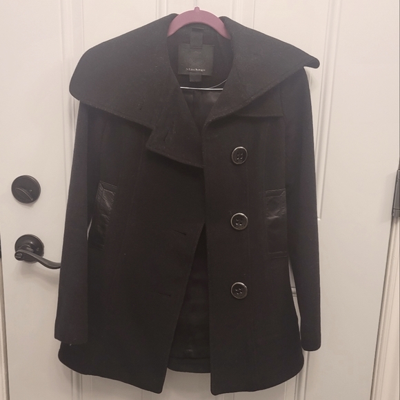 Mackage Designer Wool Peacoat w/leather trim - Picture 1 of 3